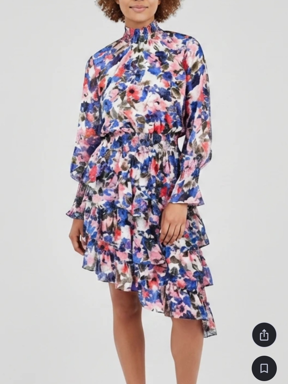 MISA LOS ANGELES Asymmetrical Hem Savanna Dress Floral High Neckline Size XS